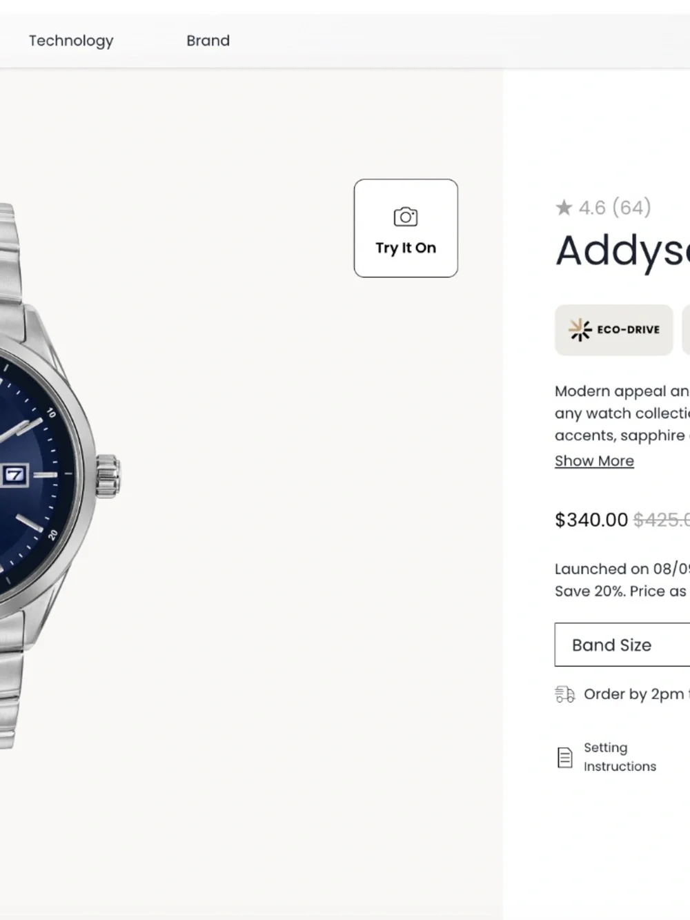Citizen Men's Classic Addysen Eco-Drive Watch, 3-Hand Date, Sapphire Crystal